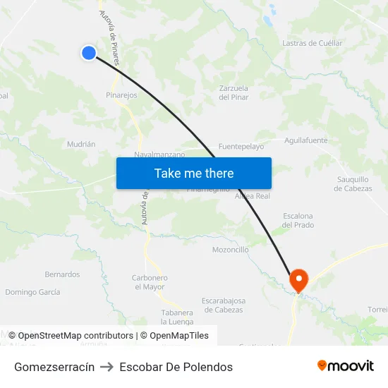 Gomezserracín to Escobar De Polendos map