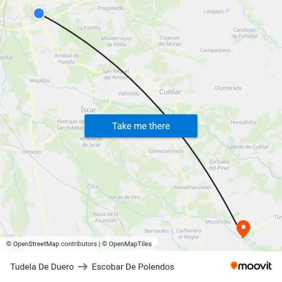 Tudela De Duero to Escobar De Polendos map
