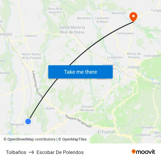 Tolbaños to Escobar De Polendos map