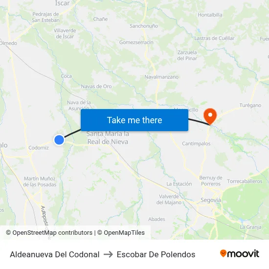Aldeanueva Del Codonal to Escobar De Polendos map