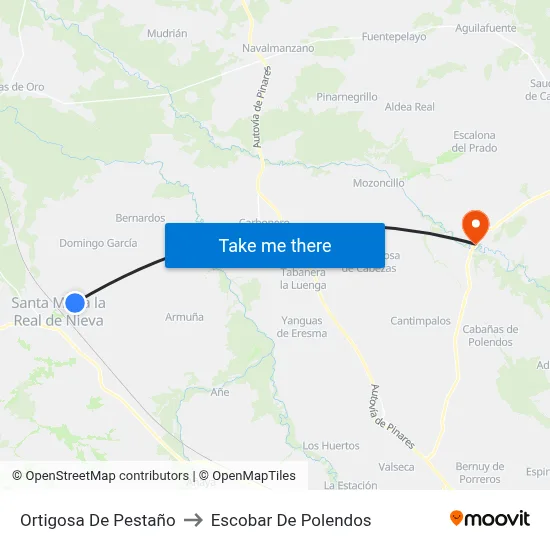 Ortigosa De Pestaño to Escobar De Polendos map