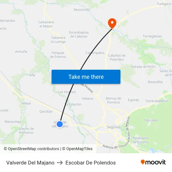 Valverde Del Majano to Escobar De Polendos map