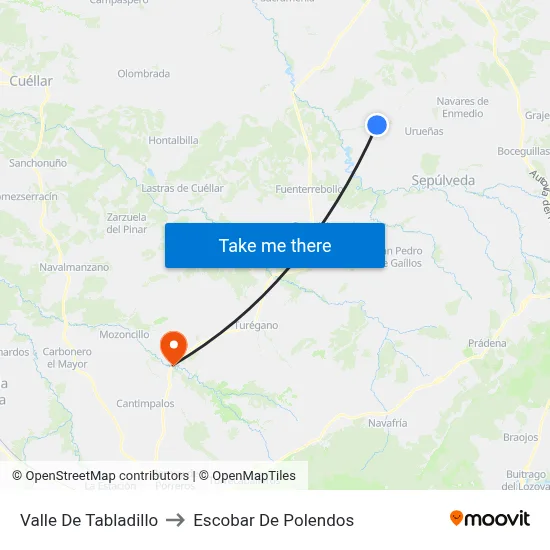 Valle De Tabladillo to Escobar De Polendos map