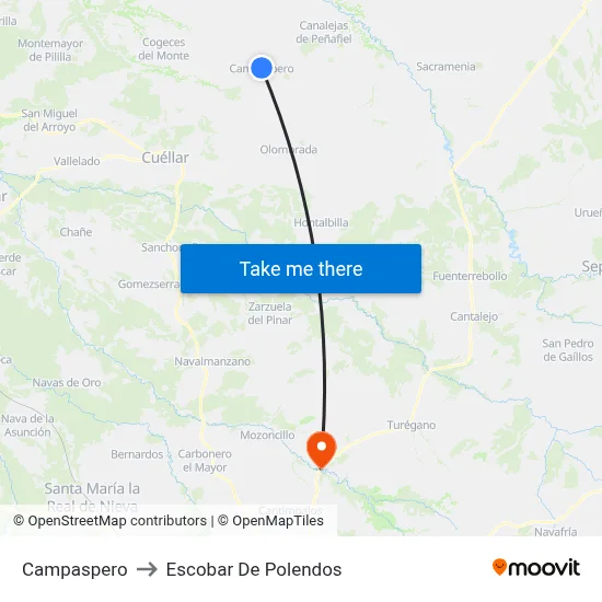 Campaspero to Escobar De Polendos map