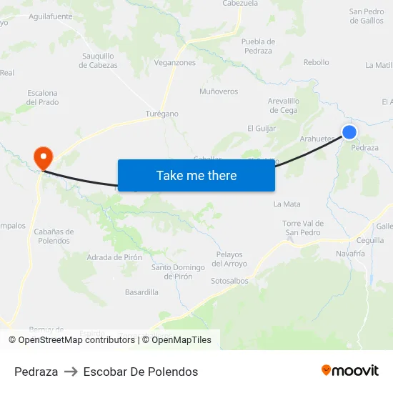 Pedraza to Escobar De Polendos map