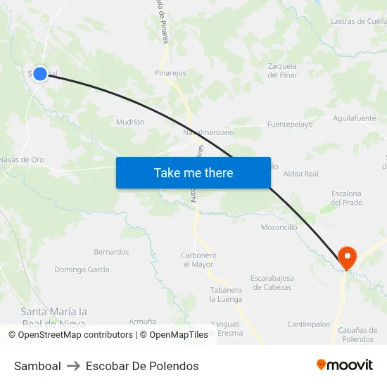 Samboal to Escobar De Polendos map