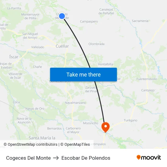 Cogeces Del Monte to Escobar De Polendos map
