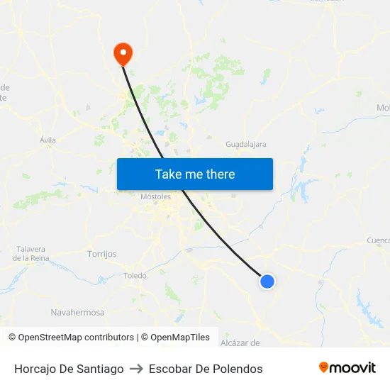 Horcajo De Santiago to Escobar De Polendos map