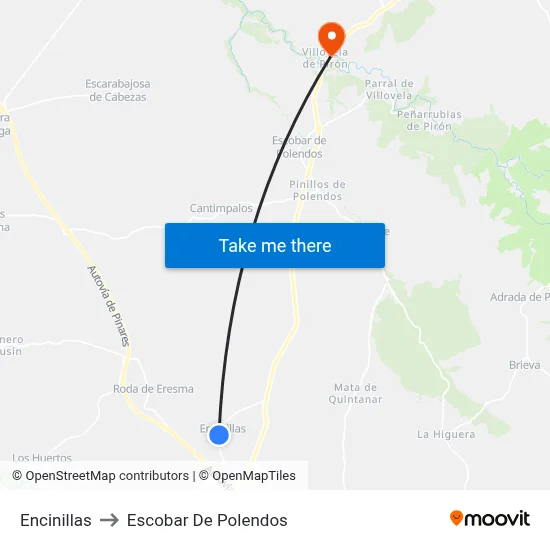 Encinillas to Escobar De Polendos map