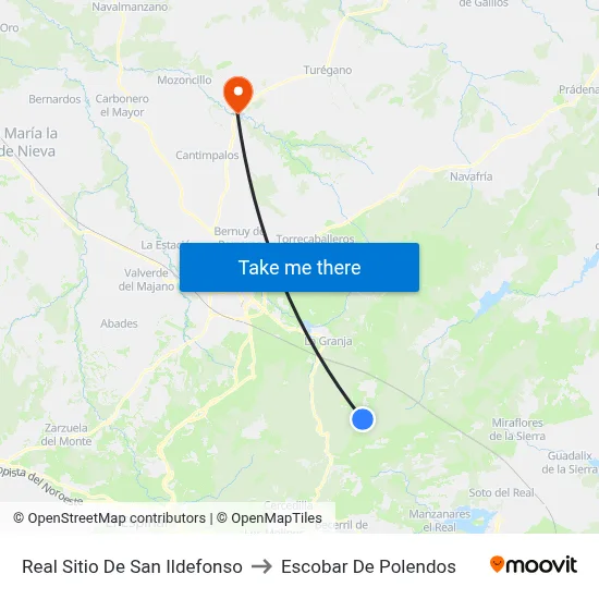 Real Sitio De San Ildefonso to Escobar De Polendos map