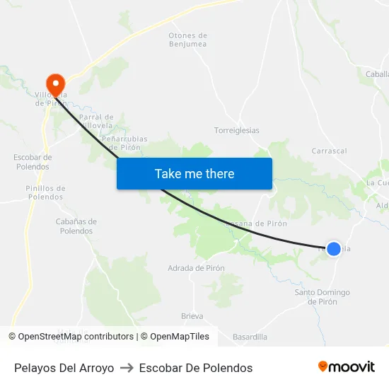 Pelayos Del Arroyo to Escobar De Polendos map