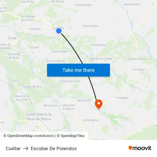 Cuéllar to Escobar De Polendos map