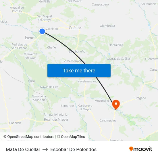 Mata De Cuéllar to Escobar De Polendos map
