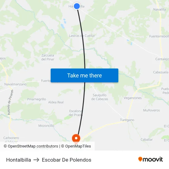 Hontalbilla to Escobar De Polendos map