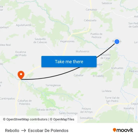Rebollo to Escobar De Polendos map