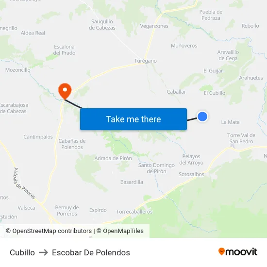 Cubillo to Escobar De Polendos map