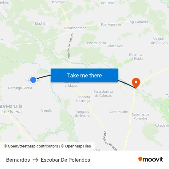 Bernardos to Escobar De Polendos map