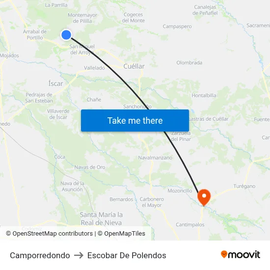 Camporredondo to Escobar De Polendos map