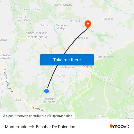 Monterrubio to Escobar De Polendos map