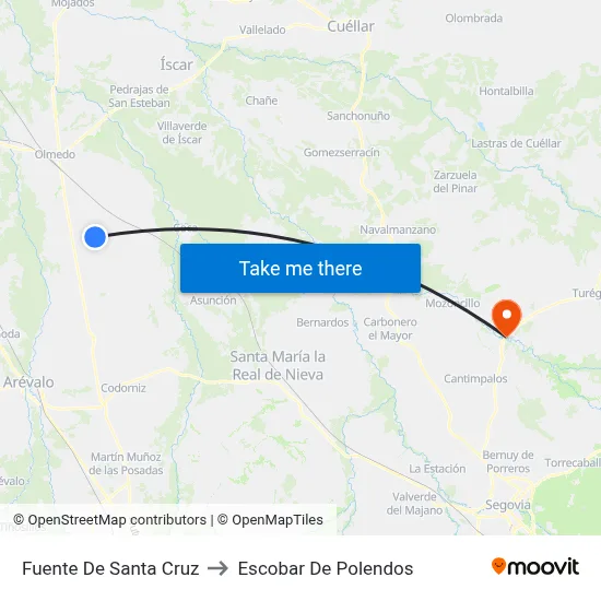 Fuente De Santa Cruz to Escobar De Polendos map