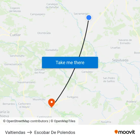 Valtiendas to Escobar De Polendos map