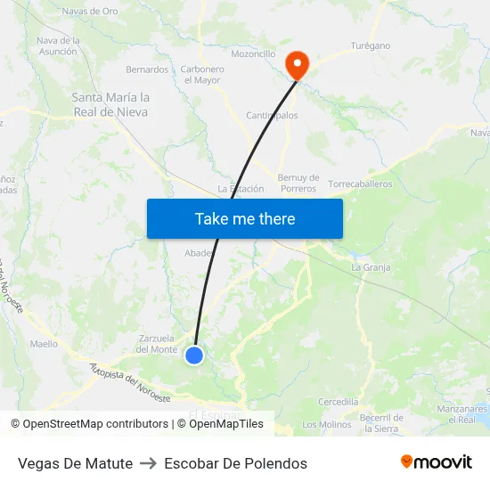 Vegas De Matute to Escobar De Polendos map