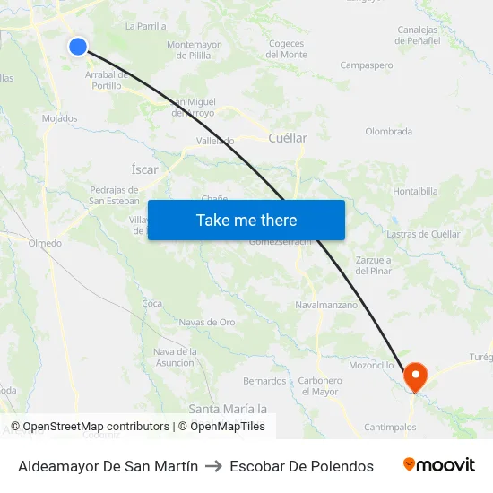 Aldeamayor De San Martín to Escobar De Polendos map
