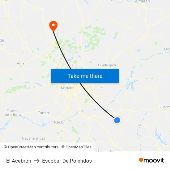 El Acebrón to Escobar De Polendos map