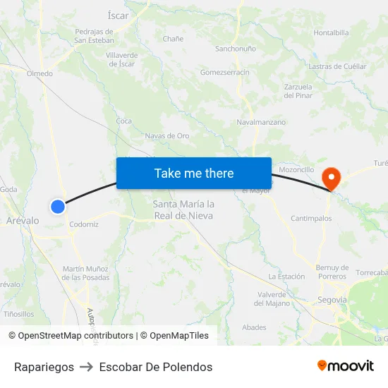 Rapariegos to Escobar De Polendos map