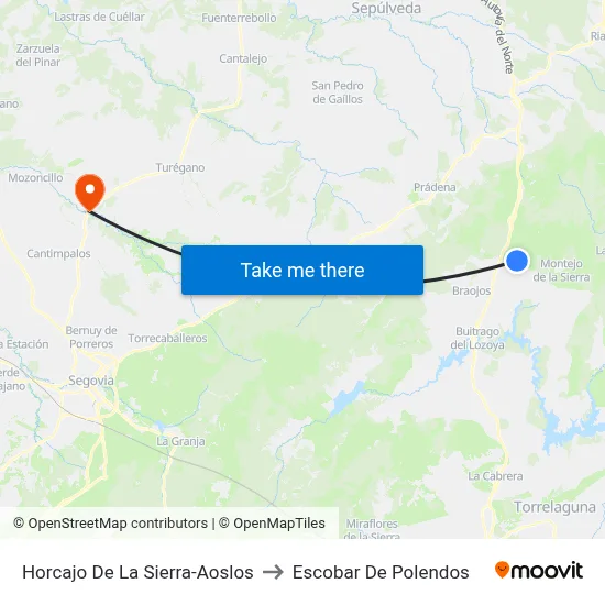 Horcajo De La Sierra-Aoslos to Escobar De Polendos map