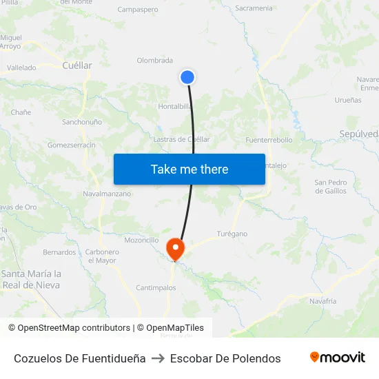 Cozuelos De Fuentidueña to Escobar De Polendos map