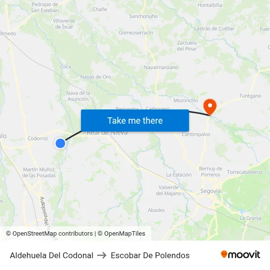 Aldehuela Del Codonal to Escobar De Polendos map