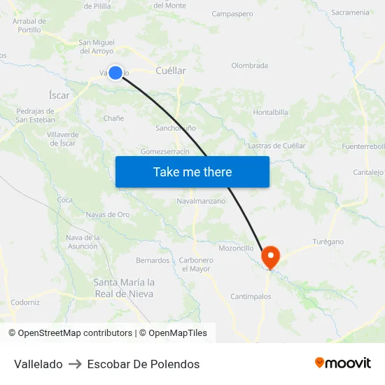 Vallelado to Escobar De Polendos map