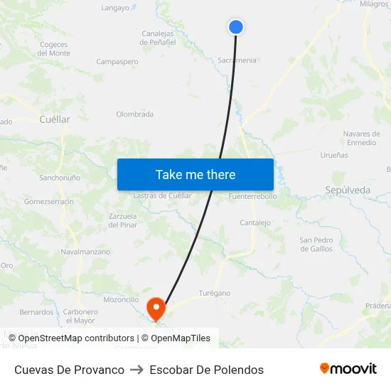 Cuevas De Provanco to Escobar De Polendos map
