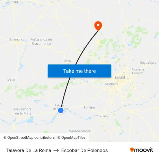 Talavera De La Reina to Escobar De Polendos map