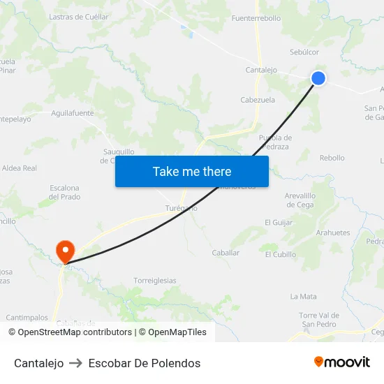 Cantalejo to Escobar De Polendos map