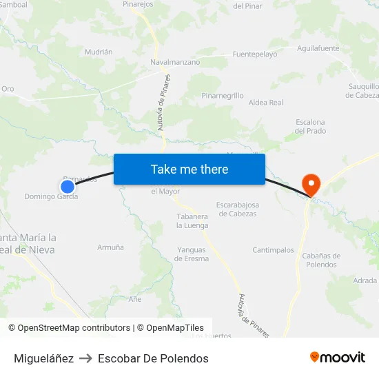 Migueláñez to Escobar De Polendos map