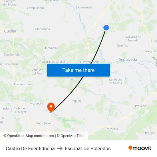 Castro De Fuentidueña to Escobar De Polendos map