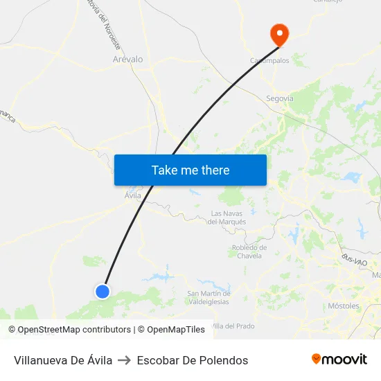 Villanueva De Ávila to Escobar De Polendos map