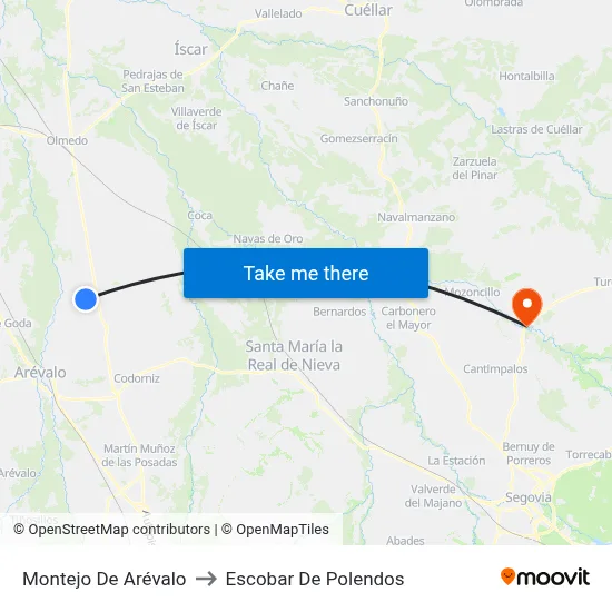 Montejo De Arévalo to Escobar De Polendos map