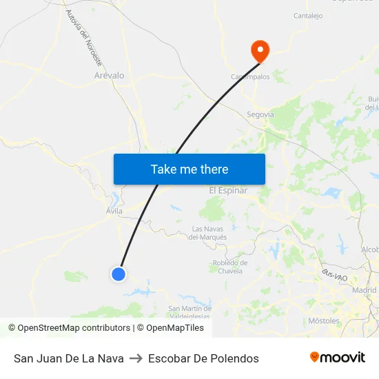San Juan De La Nava to Escobar De Polendos map