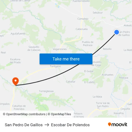 San Pedro De Gaíllos to Escobar De Polendos map