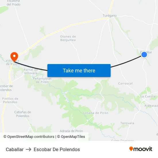 Caballar to Escobar De Polendos map