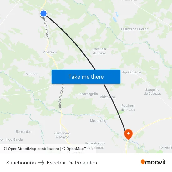 Sanchonuño to Escobar De Polendos map