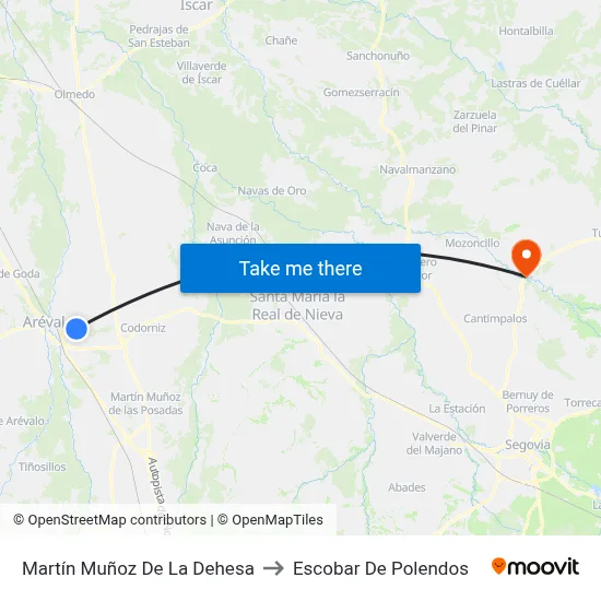 Martín Muñoz De La Dehesa to Escobar De Polendos map
