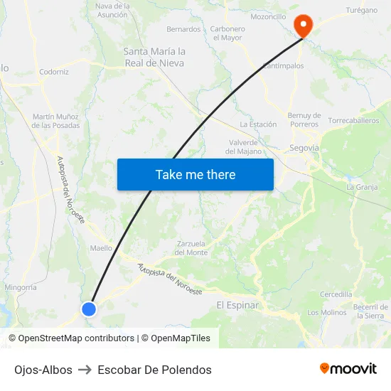 Ojos-Albos to Escobar De Polendos map