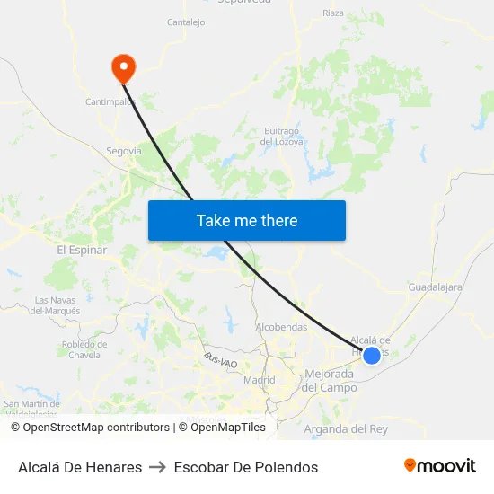 Alcalá De Henares to Escobar De Polendos map