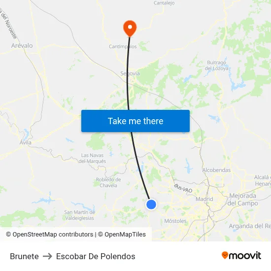 Brunete to Escobar De Polendos map