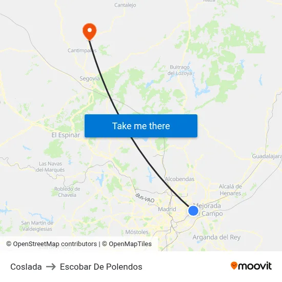 Coslada to Escobar De Polendos map