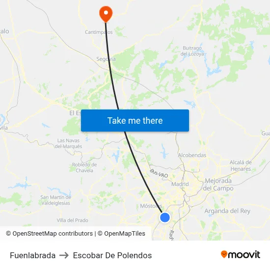 Fuenlabrada to Escobar De Polendos map